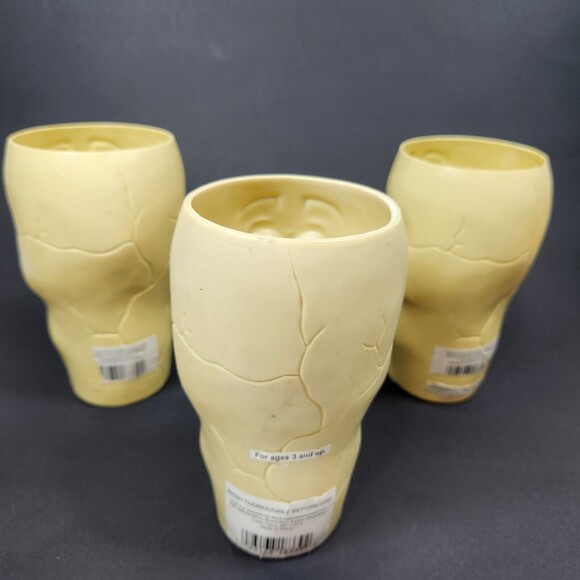 Halloween Skeleton Plastic Cups  X 3  Mold Formed Silly Monsters 6 inch - Picture 5 of 9